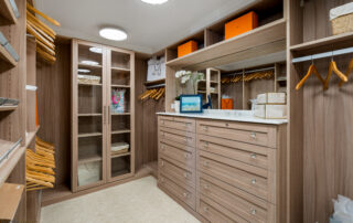 A room with many drawers and shelves in it